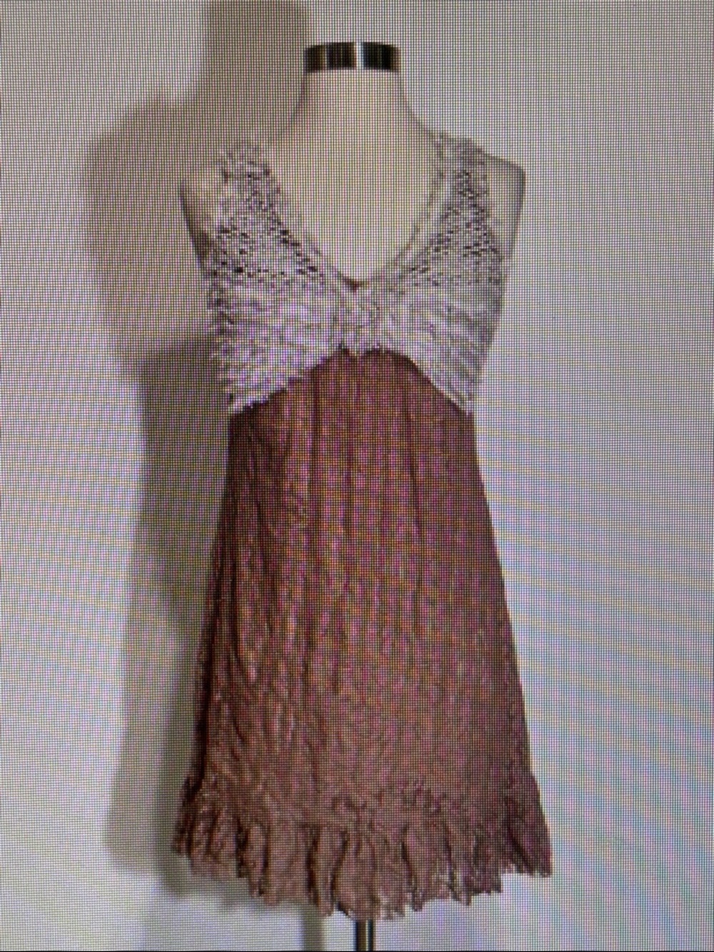 Two-Tone Sleeveless Layered Dress in Dusty Rose and Ivory
